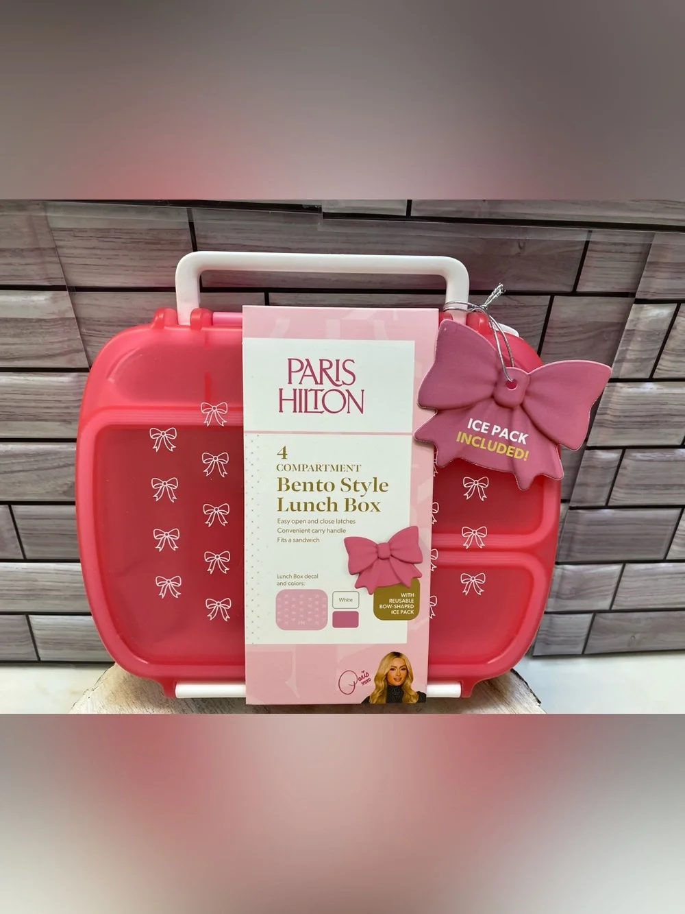 Paris Hilton ❤️Bow Bento style Lunch Box WITH REUSABLE BOW-SHAPED ICE PACK New